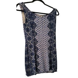 Tory Burch Floral Navy Blue Tank Top - Size XS